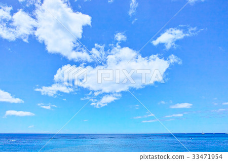 海和雲彩從威基基海灘，夏威夷 33471954