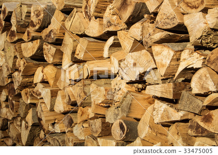 Natural rustic wooden background, dry chopped  33475005