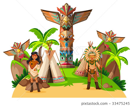 Two native american indians at the camp 33475245