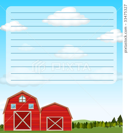 Paper Template With Red Barns In Field Stock Illustration
