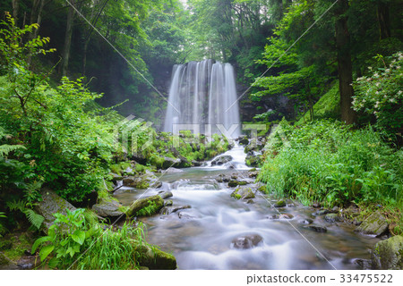 Japan's waterfall, Nagano Prefecture, Ueda City, Kotohira Kogen. 33475522