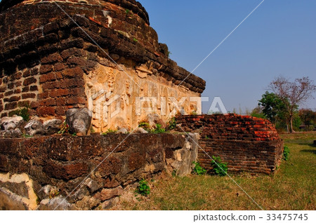 世界遺產，素可泰王朝，素可泰佛，在內戰中破壞的寺廟@廢墟公園，素可泰，泰國 33475745