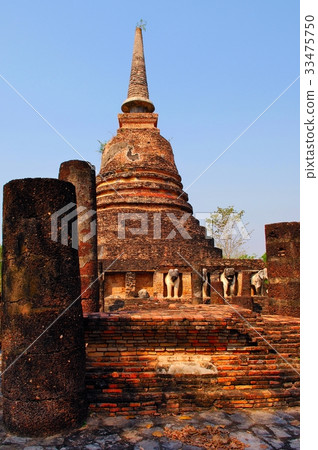世界遺產，素可泰王朝，素可泰佛，在內戰中破壞的寺廟@廢墟公園，素可泰，泰國 33475750