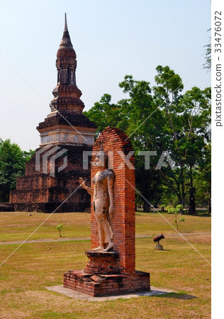 世界遺產，素可泰王朝，素可泰佛，在內戰中破壞的寺廟@廢墟公園，素可泰，泰國 33476072