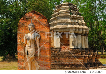 世界遺產，素可泰王朝，素可泰佛，在內戰中破壞的寺廟@廢墟公園，素可泰，泰國 33476073