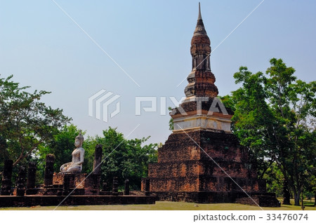 世界遺產，素可泰王朝，素可泰佛，在內戰中破壞的寺廟@廢墟公園，素可泰，泰國 33476074