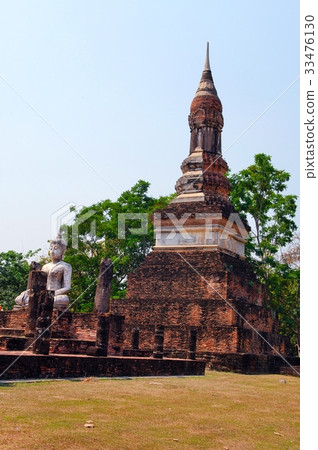 世界遺產，素可泰王朝，素可泰佛，在內戰中破壞的寺廟@廢墟公園，素可泰，泰國 33476130