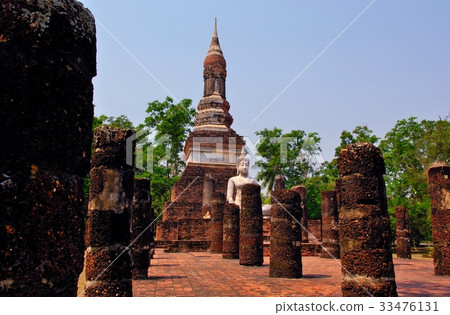 世界遺產，素可泰王朝，素可泰佛，在內戰中破壞的寺廟@廢墟公園，素可泰，泰國 33476131