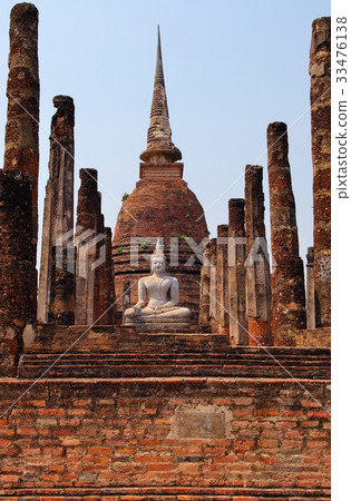 世界遺產，素可泰王朝，素可泰佛，在內戰中破壞的寺廟@廢墟公園，素可泰，泰國 33476138