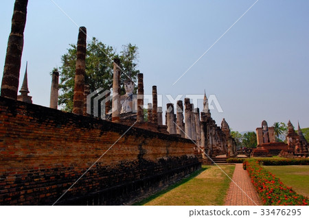 世界遺產，素可泰王朝，素可泰佛，在內戰中破壞的寺廟@廢墟公園，素可泰，泰國 33476295