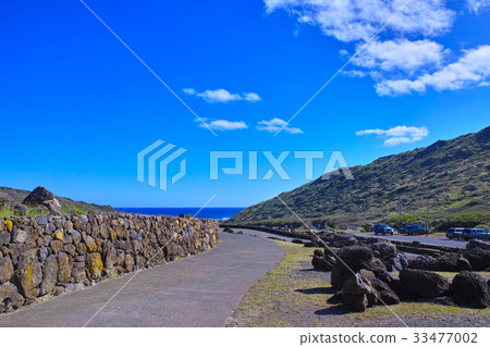 Parking lot of Hawaii Makapuu observation deck and sea in the direction of Hawaii Kai 33477002