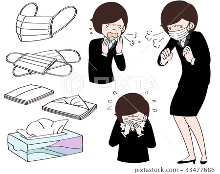 Running nose, sneezing girl Running nose, sneezing girl 33477686