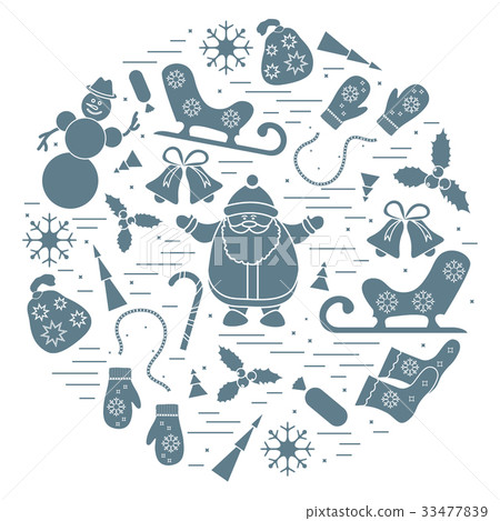 different new year and christmas symbols arranged different new year and christmas symbols arranged 33477839