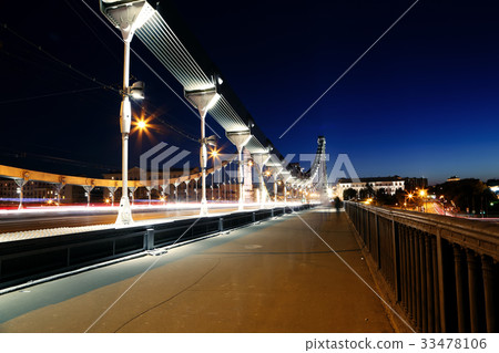 Krymsky Bridge or Crimean Bridge (night) in Moscow 33478106