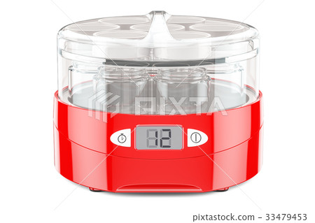 Red yogurt maker closeup, 3D rendering 33479453