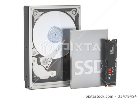 Solid state drive SSD, Hard Disk Drive HDD and M2 33479454