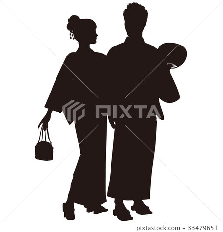 Silhouette Yukata Couple Bon Odori Festival Yukata Figure 12 33479651