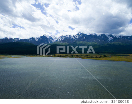 Mountain lake sunset landscape aerial 33480028