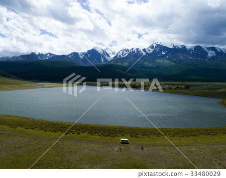 Mountain lake sunset landscape aerial 33480029