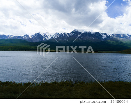 Mountain lake sunset landscape aerial 33480034
