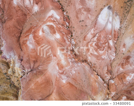 Aerial view on Rainbow mountains colorful pattern Aerial view on Rainbow mountains colorful pattern 33480091