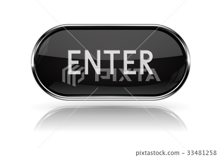 ENTER button. Oval black web button with chrome ENTER button. Oval black web button with chrome 33481258