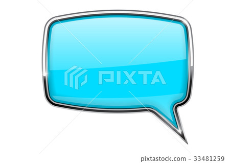 Speech bubble. BLue 3d icon with chrome frame Speech bubble. BLue 3d icon with chrome frame 33481259
