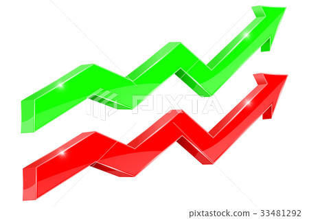 Green and red up rising arrow Green and red up rising arrow 33481292