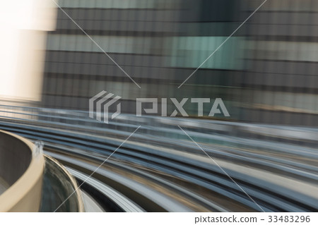Blurred motion train moving curved 33483296
