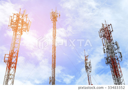 Mobile cellular tower with blue sky Mobile cellular tower with blue sky 33483352