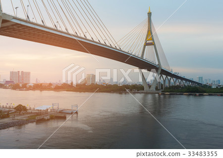 Bangkok city suspension bridge cross over Bangkok city suspension bridge cross over 33483355