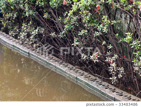 global warming effect in town, street water flood global warming effect in town, street water flood 33483486