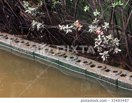 global warming effect in town, street water flood global warming effect in town, street water flood 33483487