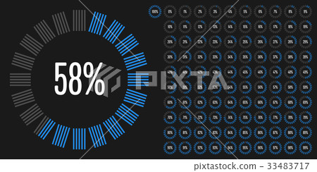 Set of circle percentage diagrams from 0 to 100 33483717
