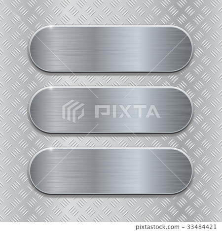 Metal brushed plates on non slip metallic surface 33484421