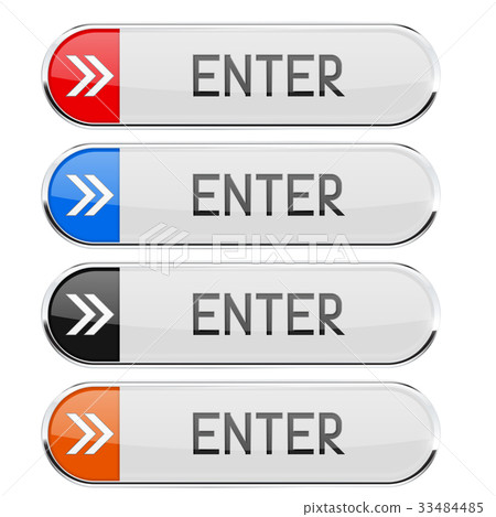 Enter button with chrome frame. Rectangle button Enter button with chrome frame. Rectangle button 33484485