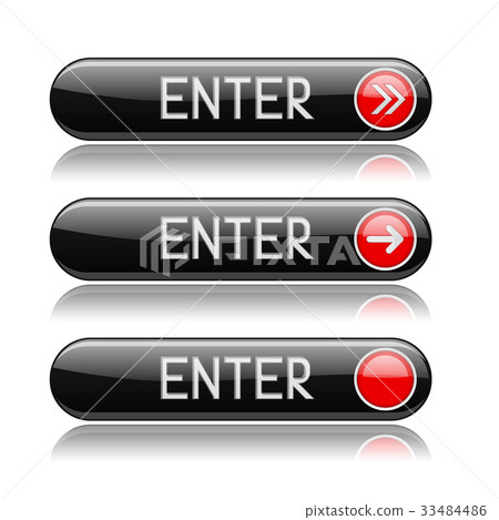 Enter button. Black oval shiny icons with Enter button. Black oval shiny icons with 33484486