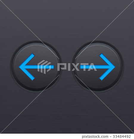 Round arrow buttons. Blue icons right and left Round arrow buttons. Blue icons right and left 33484492