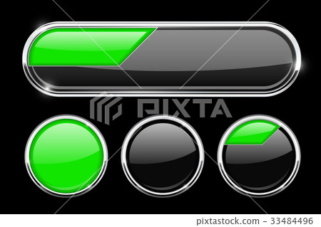 Black and green buttons set Black and green buttons set 33484496