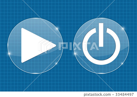 Play and standby transparent shiny buttons. On 33484497