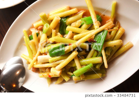 Close up Chinese Food,Stir fried Bamboo shoots Close up Chinese Food,Stir fried Bamboo shoots 33484731