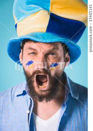 The football fan over blue 33485141