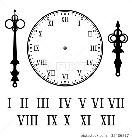 Clock With Roman Numerals With Numbers Hour And Stock Illustration 33486817 Pixta