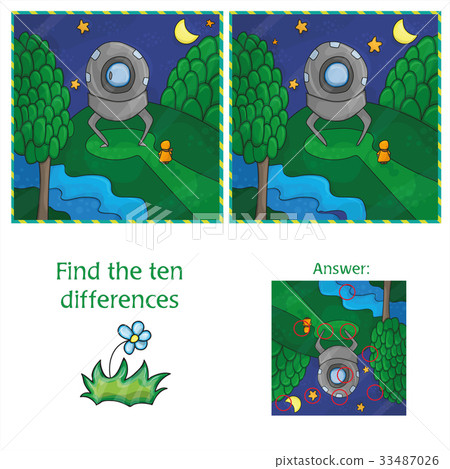 UFO Find 10 differences. Educational game for 33487026