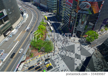 銀座東急廣場俯瞰城市天際線，朝向Seiryabashi十字路口 33489987