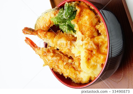 米飯和油炸魚碗 米飯和油炸魚碗 33490873