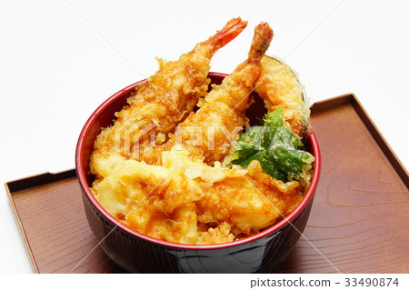 米飯和油炸魚碗 米飯和油炸魚碗 33490874