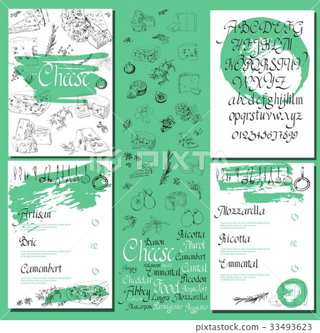 Vector illustrated Set Cheese Menu. 33493623