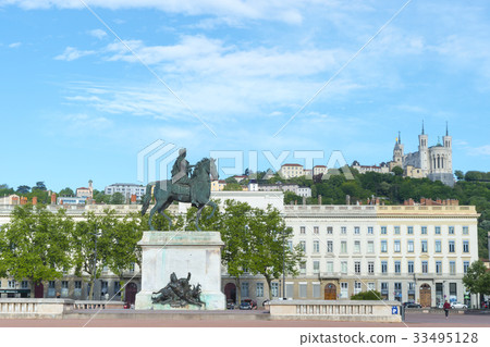 Louis XIV on the Place Bellecour and the hills of Fulviere 33495128