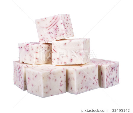 Cube of taro isolated on white background Cube of taro isolated on white background 33495142